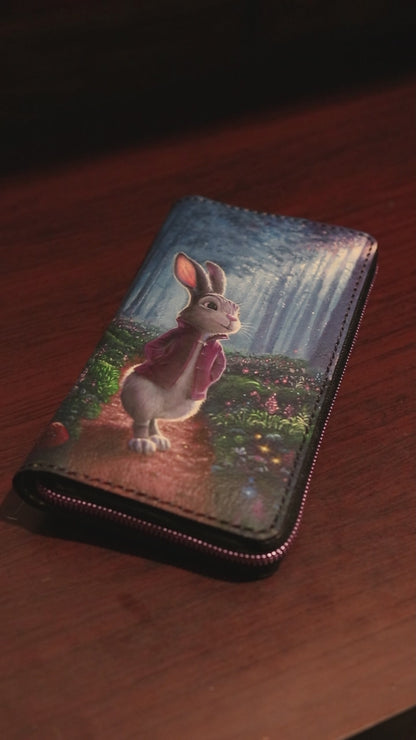 アリスの世界にまぎれ込んだウサギの長財布