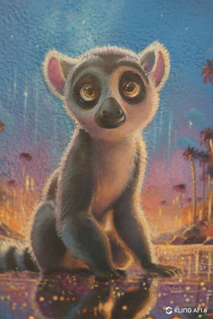 南国の水辺にたたずむワオキツネザルの長財布